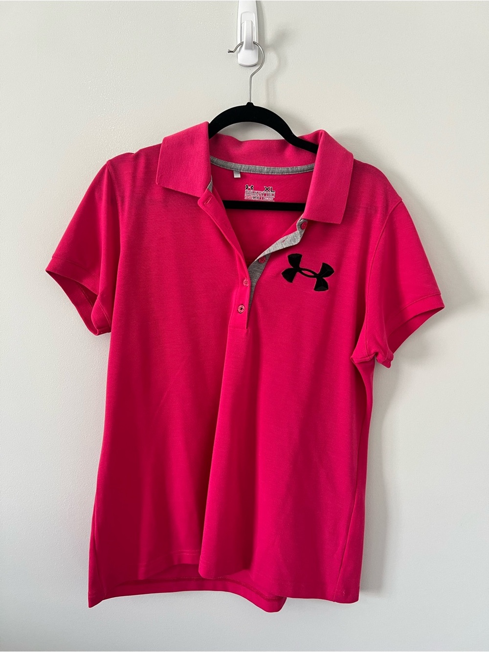 Under Armour Hot Pink Polo with Black Logo